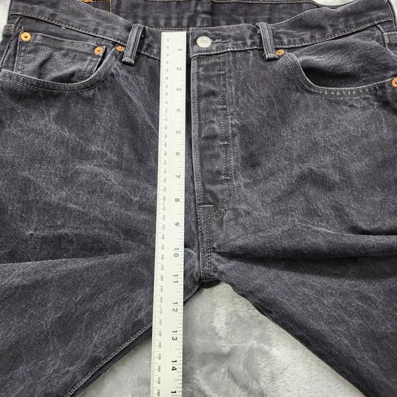 Vintage Levi's 501 Jeans Mens W35 L32 Faded Black Denim Button Fly Straight Leg - Picture 10 of 13